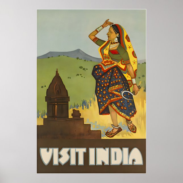 Indien Resa Affisch Print Indisk Konst (Framsidan)