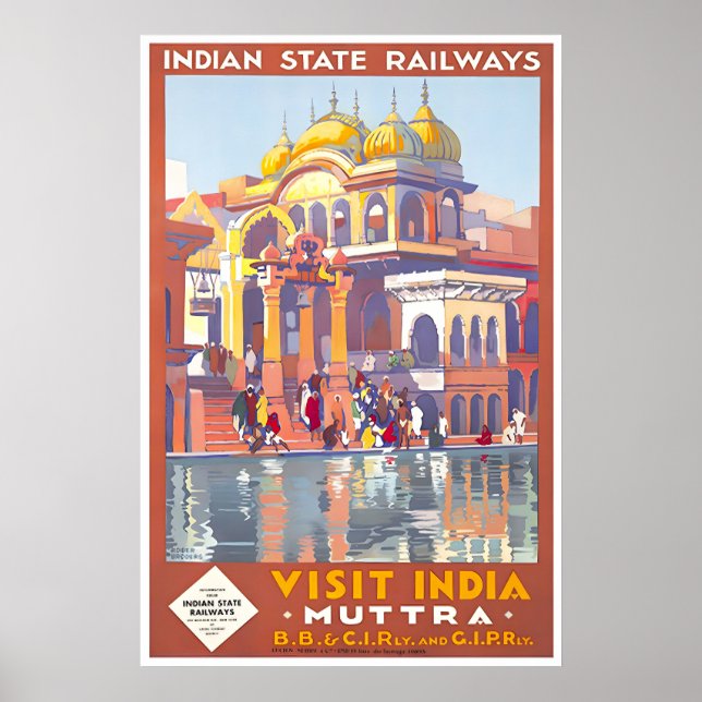 Indien Resa Konst Affisch Muttra Tryck Roger Brode (Framsidan)