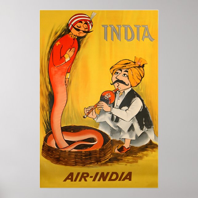 Indien Resa Poster Air-India Konst Indisk Tryck (Framsidan)