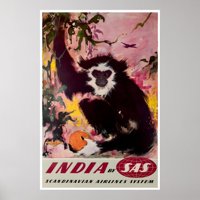 Indien Resa Poster Indisk Konst FlygplansutskriftA (Framsidan)