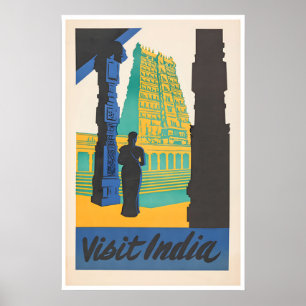 Indien Resa Poster Indisk Konst Hindu Tempels Tryc