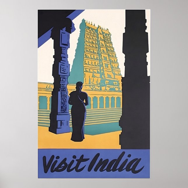 Indien Resa Poster Indisk Konst Hindu Tryck  (Framsidan)