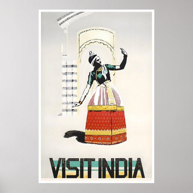 Indien Resa Poster Indisk Konsttryck Asiatisk Dans (Framsidan)