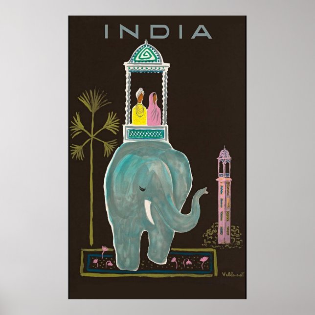 Indien reseinlägg vintage poster (Framsidan)