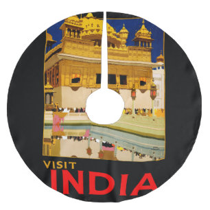 Indien resemålning affisch indisk vintage konst julgransmatta borstad polyester