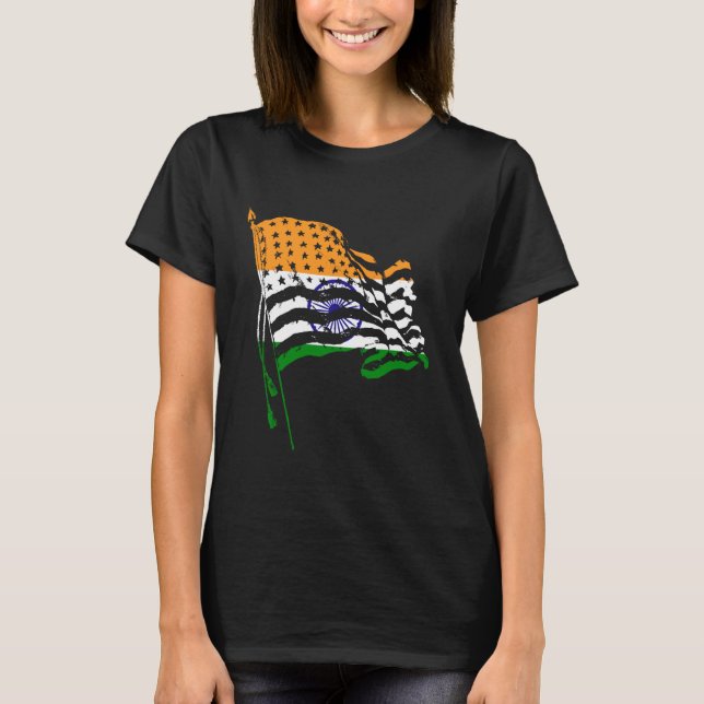 Indien Roots USA flagga T Shirt (Framsida)