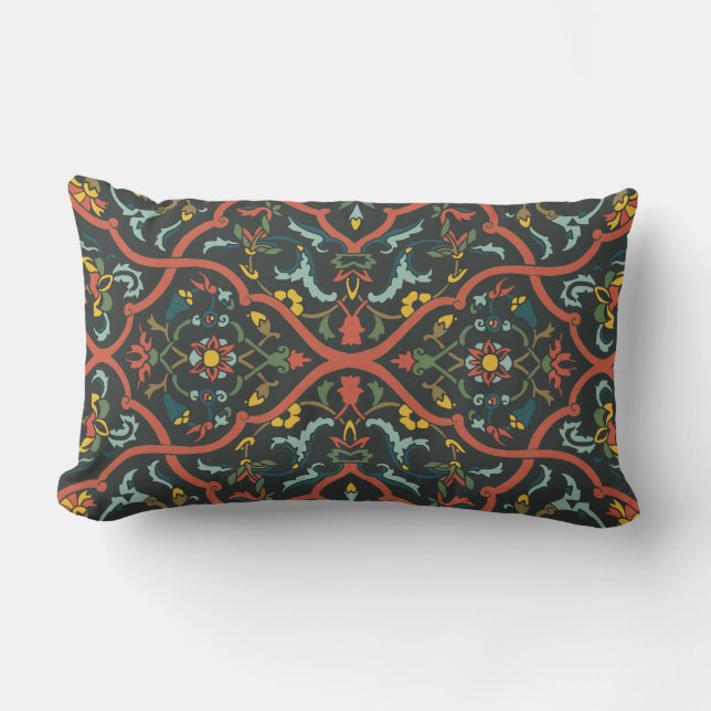 Indien skriver ut mönster Bohemian Hippie Lumbarkudde (Framsida)
