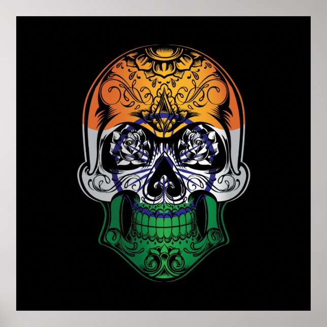 Indien Skull och Ro Flagga Poster (Framsidan)