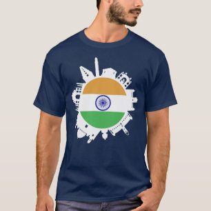 Indien Skyline India Flagga Delhi Mumbai Chennai K T Shirt