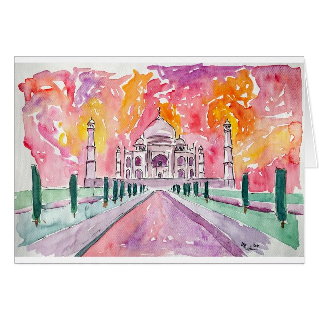 Indien slott på solnedgången hälsningskort (Framsidan Horizontal)