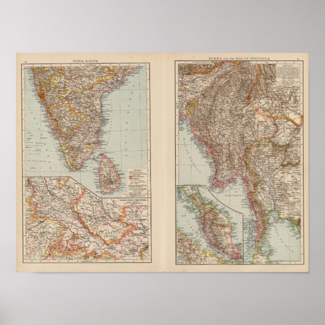 Indien söder, Burma, Malajiska Peninsulan Poster (Framsidan)