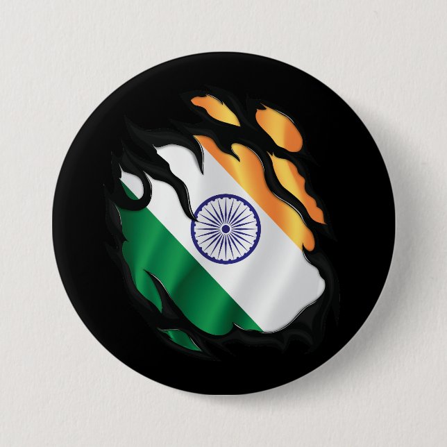 Indien Sönderriven Flagga Knapp (Framsida)