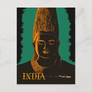 Indien, stor buddhastaty vykort