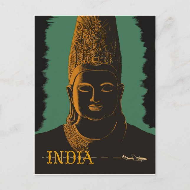 Indien, stor buddhastaty vykort (Framsida)