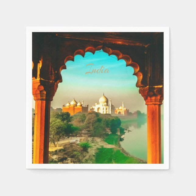 Indien Taj Mahal Pappersservett (Framsidan)