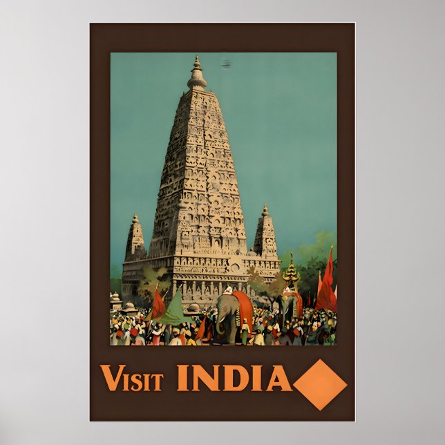 Indien Tempelftryck Indisk Konst Resa Affisch (Framsidan)