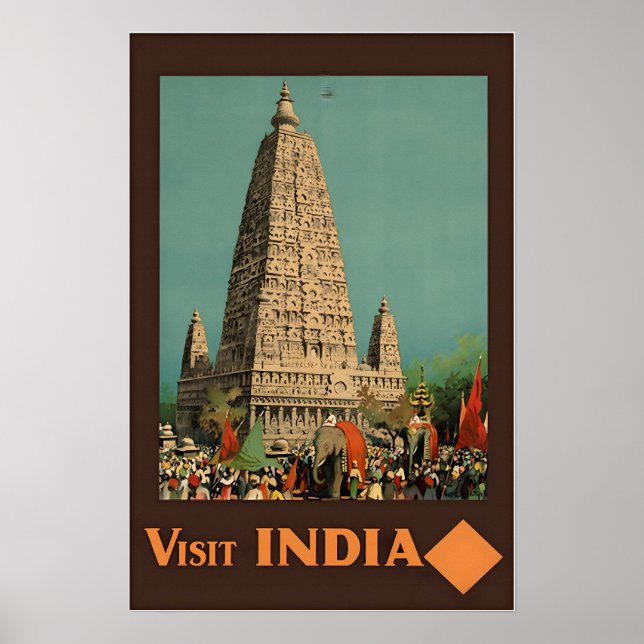 Indien tempeltryck indisk konst reser affisch (Framsidan)