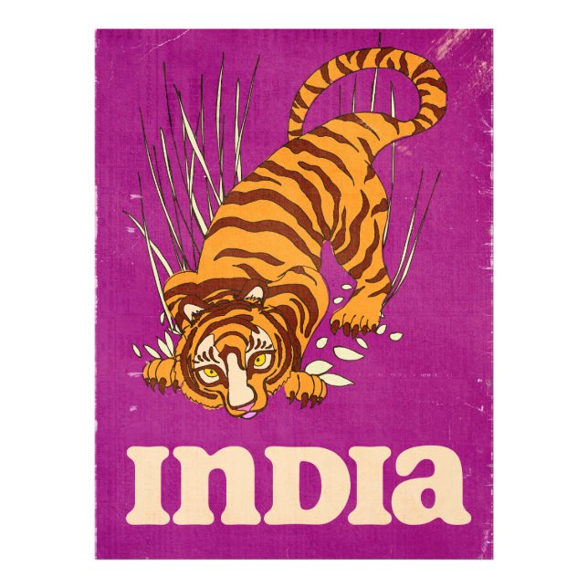 Indien Tiger Vintage-resemotiv Fototryck (Framsidan)