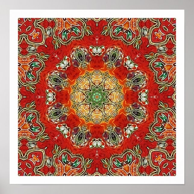 Indien Tile Mandala Poster (Framsidan)