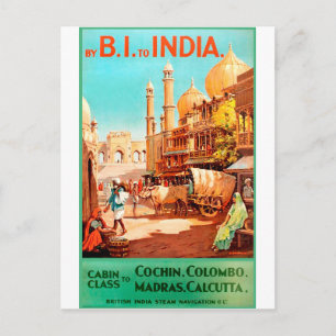 Indien, traditionell stadsgata, vintage, resa vykort