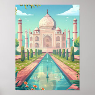 Indien Tryck Indien Illustration Taj Mahal Tryck T