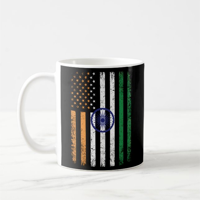Indien USA flagga 4 juli: Patriotic American Indi Kaffemugg (Vänster)