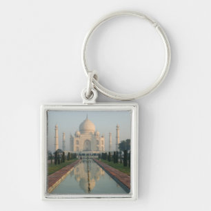 INDIEN, Uttar Pradesh, Agra: Taj Mahal, Morgon Fyrkantig Silverfärgad Nyckelring