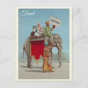 Indien Vintage Elefant Resa Vykort