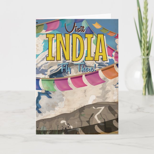Indien Vintage Resa affisch Helgkort (Framsida)