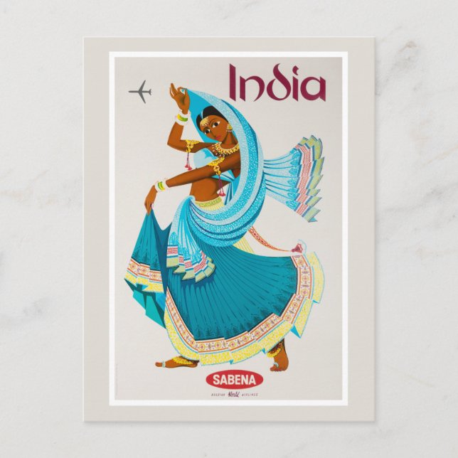 Indien Vintage Resoraffisch Restaurering Vykort (Framsida)