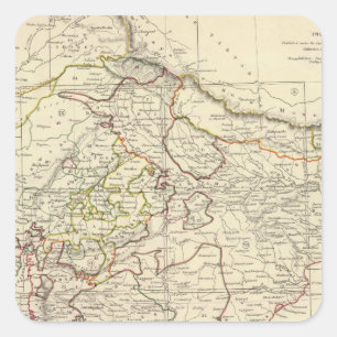 Indien XII Index karta Fyrkantigt Klistermärke