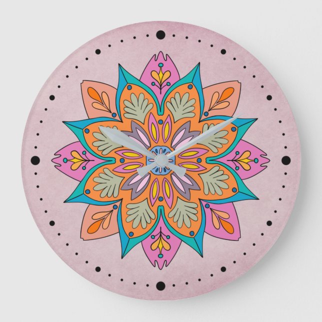 Indiens färgstarka cirkel: ett dekorativt mandala stor klocka (Framsida)