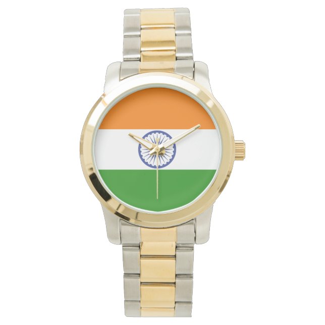 Indiens Flagga Ashoka Chakra Armbandsur (Framsida)