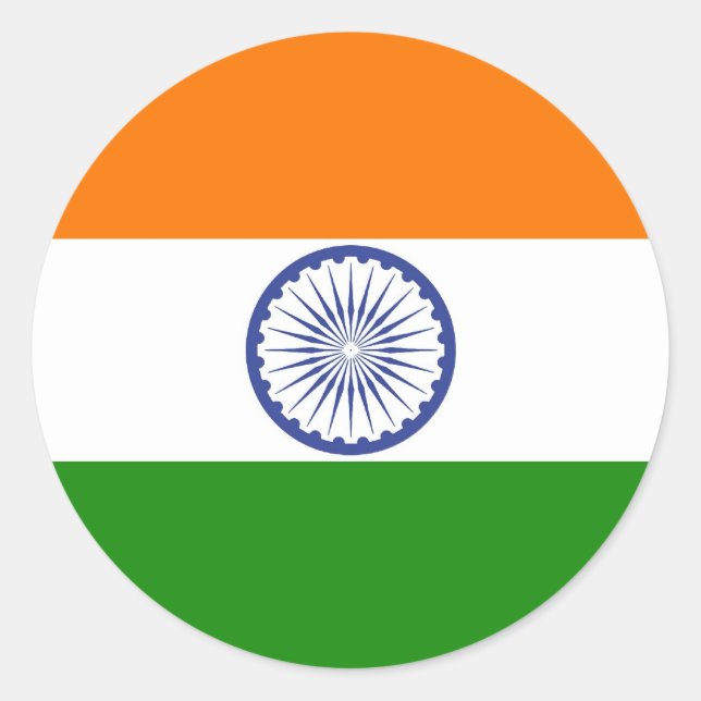 Indiens Flagga Ashoka Chakra Runt Klistermärke (Framsida)