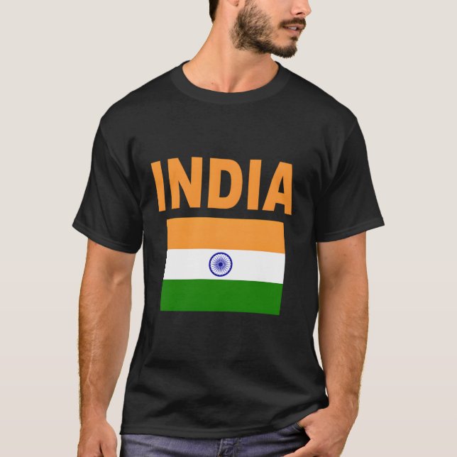 Indiens Flagga Coola Jhanda Bhaarat Indian Flaggor T Shirt (Framsida)
