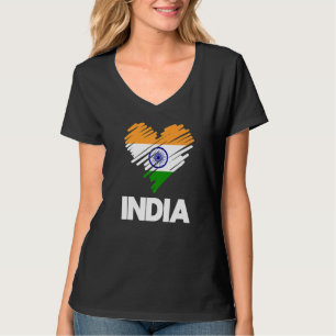 Indiens Flagga Day Hindi Indian Heart Kärlek Hindu T Shirt