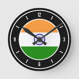 Indiens Flagga Elegant Rund Klocka