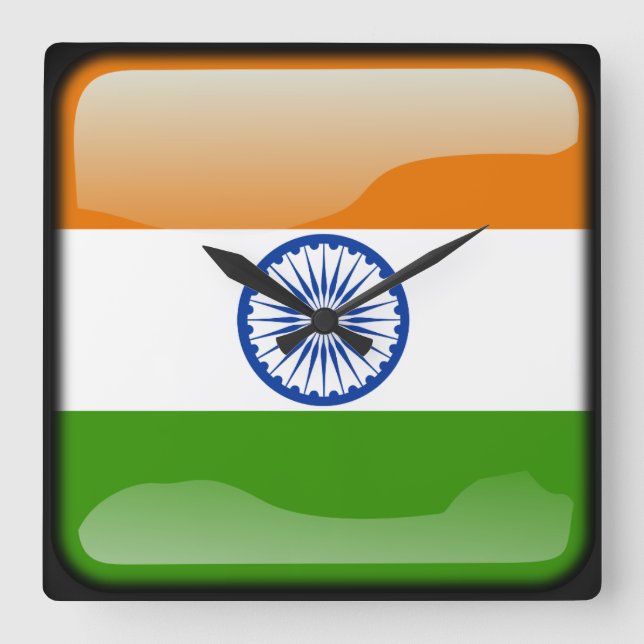 Indiens flagga fyrkantig klocka (Framsida)