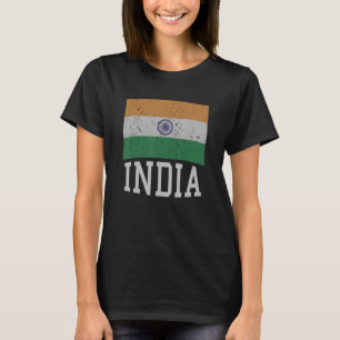 Indiens Flagga i tricolor med Ashoka Chakra Desi I T Shirt