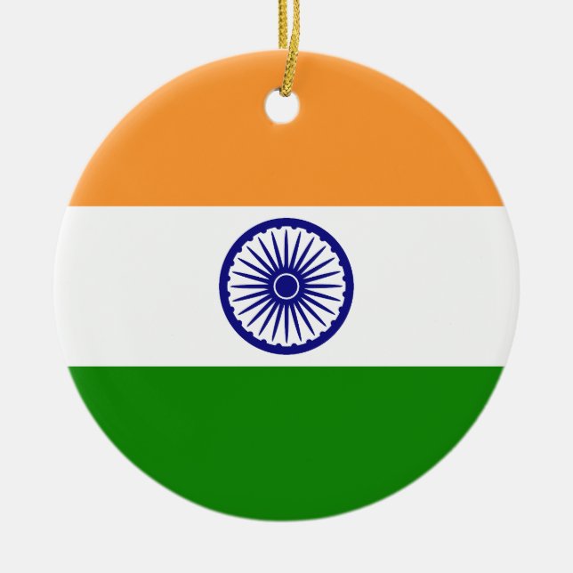 Indiens flagga julgransprydnad keramik (Framsidan)