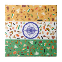 Indiens flagga med kulturföremål
