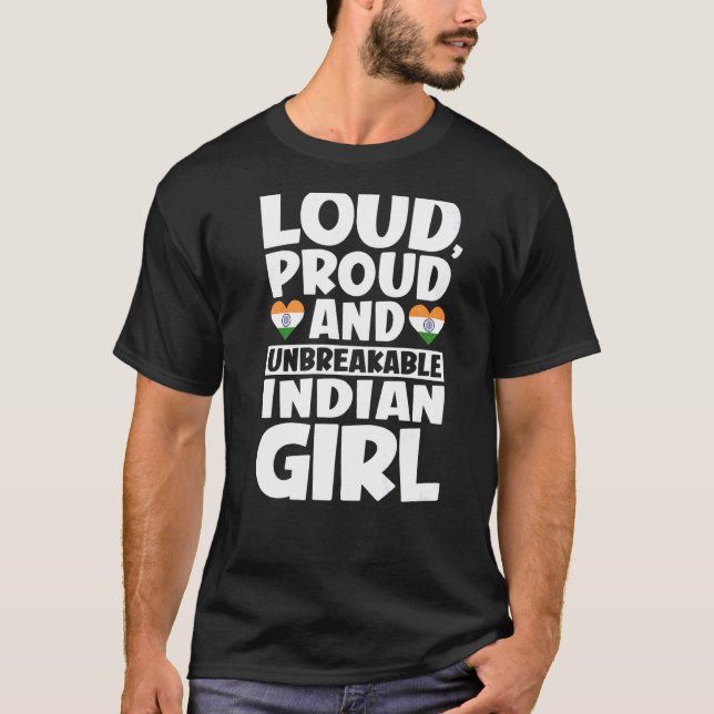 Indiens Flagga Proud Indians Manar & Women T Shirt (Framsida)