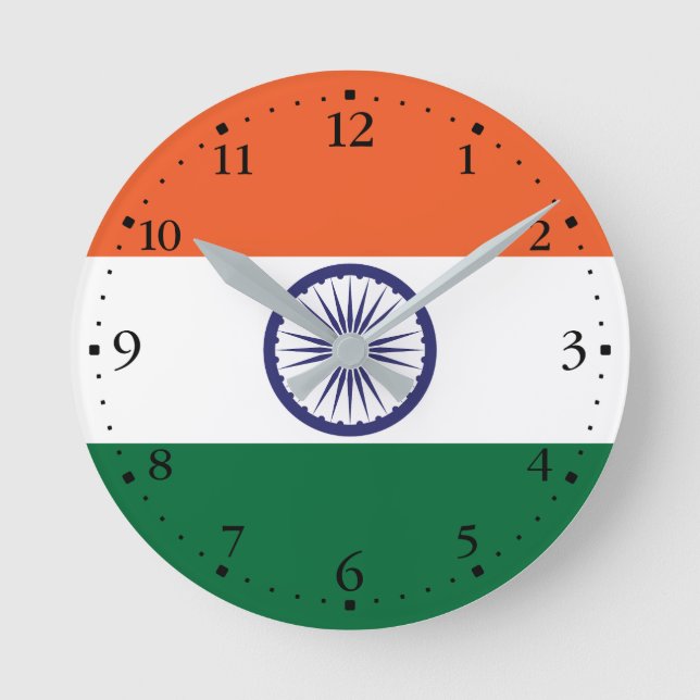 Indiens flagga rund klocka (Framsida)