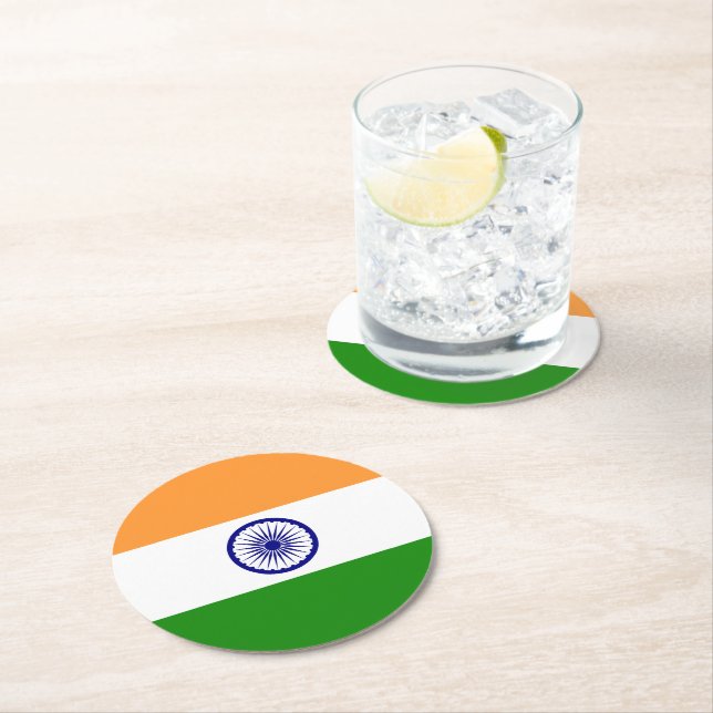 Indiens flagga underlägg papper rund (Insitu)