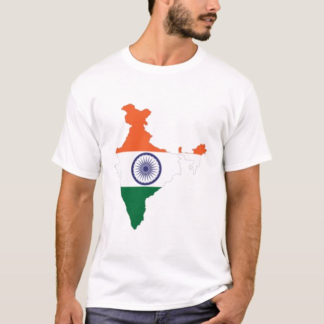 Indiens flagga vid karta t shirt (Framsida)
