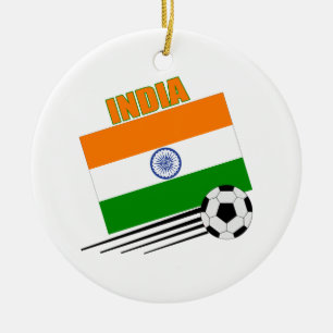 Indiens fotbollslag julgransprydnad keramik