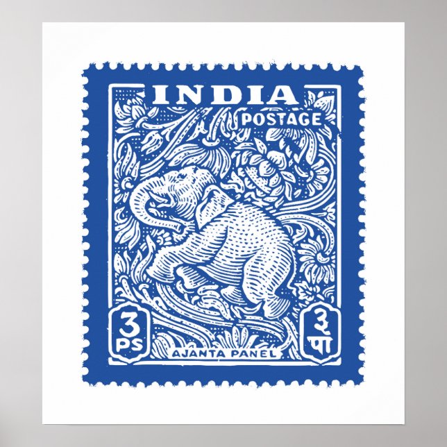 Indiens Frimärke design, elefant Poster (Framsidan)