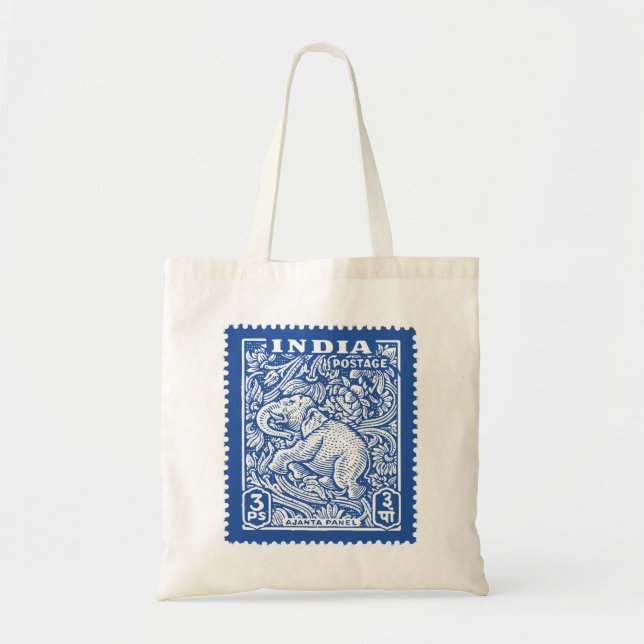 Indiens Frimärke design, elefant Tygkasse (Framsidan)