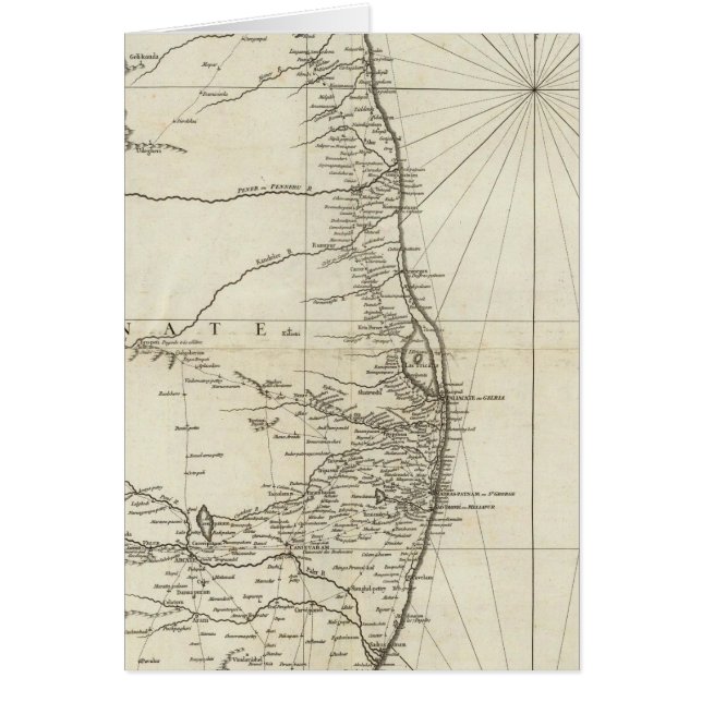 Indiens geografiska Karta Hälsningskort (Framsidan)