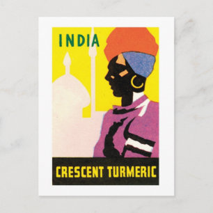 Indiens halvgenomskinliga Vintage-etikett Vykort